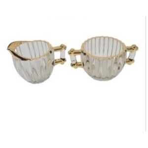 Sugar Creamer Set Jeanette Glass Co 24K Gold Decorated